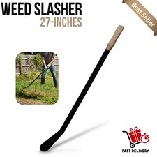 Heavy Duty Grass and Weed Slasher 27" | Dual-Sided Steel Edge with Wooden Handle