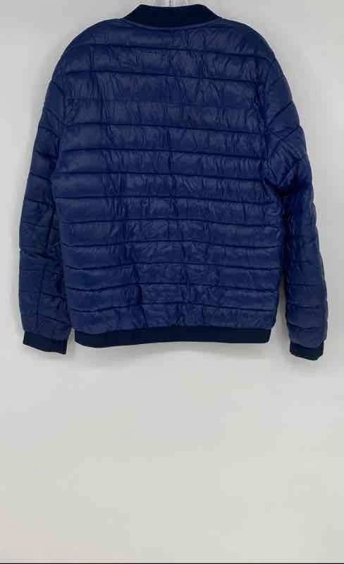 Guess Mens Blue Long Sleeve Pockets Full-Zip Puffer Jacket Size Large - Image 2 of 4