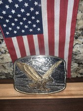 Eagle Bird Nature Biker Veteran Western Cowboy Cowgirl 1980s Vintage Belt Buckle