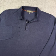 Loro Piana Wish Long Sleeve Polo Shirt Mens 52 Navy 100% Virgin Wool Sweater