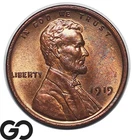 1919 Lincoln Cent Wheat Penny, Beautiful Solid Gem BU++