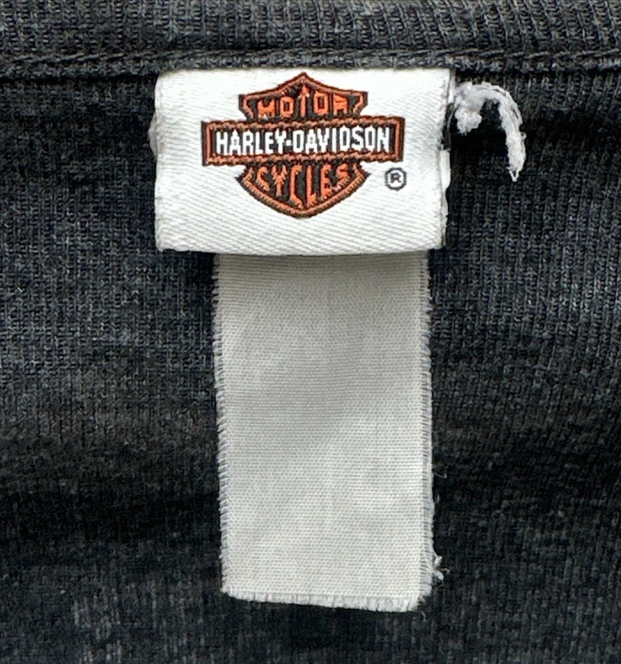 Винтажная женская футболка Harley Davidson M серая с длинным рукавом с v-образным вырезом графическая футболка - Изображение 2 из 4