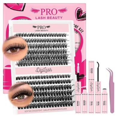 Lash Extension Kit 240pcs D Curl Eyelash Clusters 8-16mm Set für DIY Anwendung