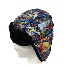 Marvel Superman Comics Hat H M Boys US 1 1/2 - 4 Yrs Warm Fleece Ear Flap