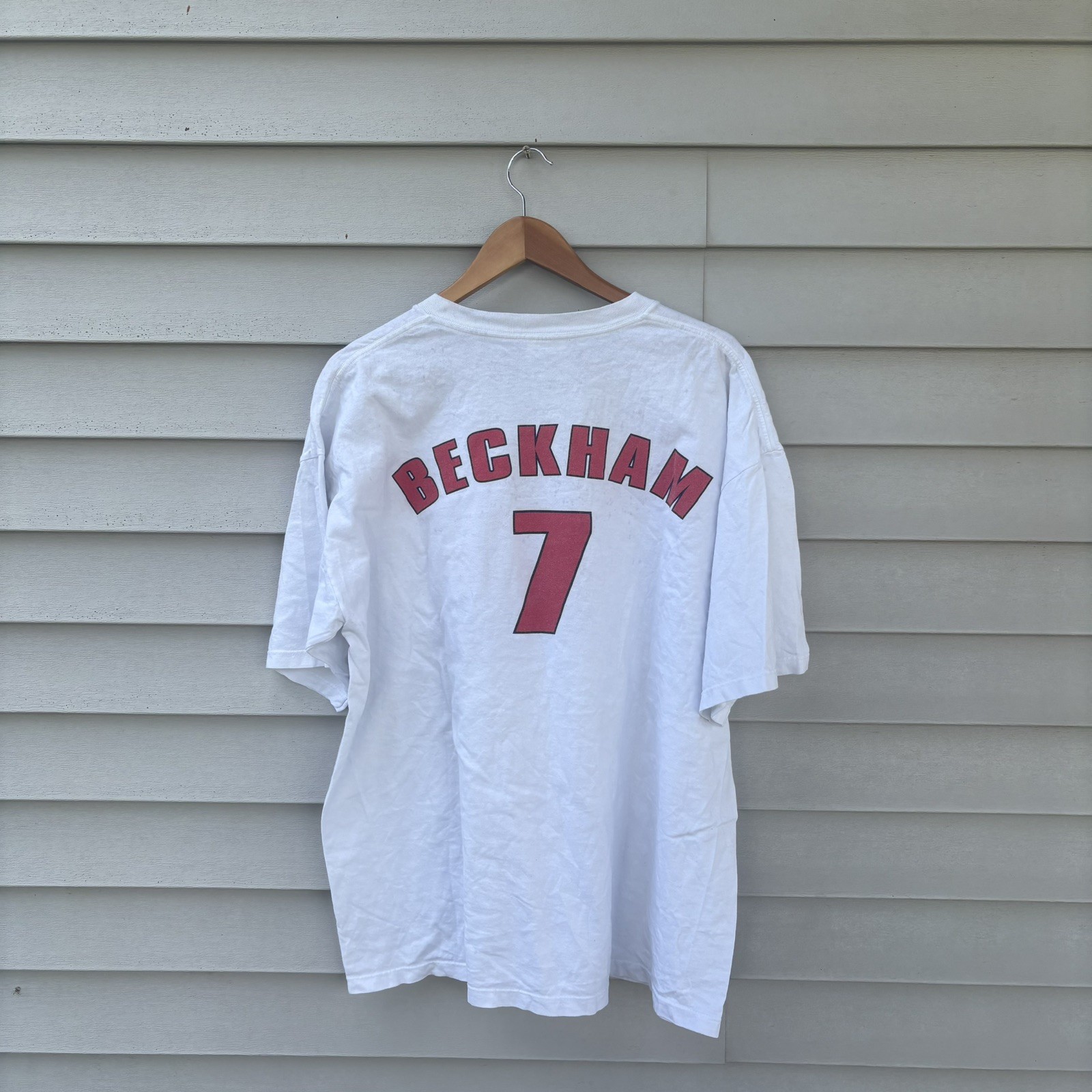 England Beckham Retro Jersey White Size L 1990s Vintage Soccer #7 