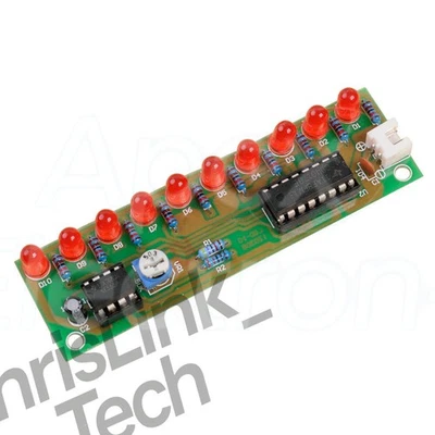 GCSUPERMARKET NE555 & CD4017 LED Light Chaser Sequencer Follower Scroller Module DIY Kit Red