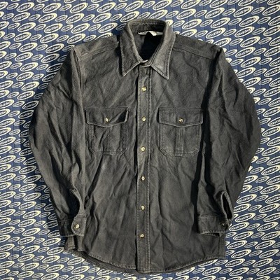 Vintage 70s Men s Chamois Button Shirt Navy Blue The Sportsman Guide Size M-L