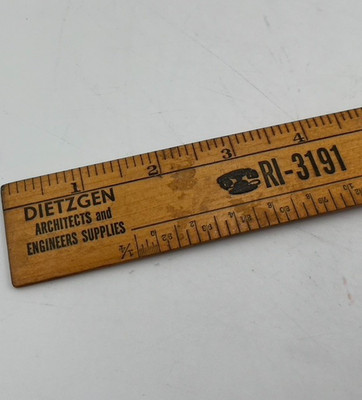 DIETZGEN 15'' Wood Ruler Engineering Drafting Blue Print Dallas Texas Advertising