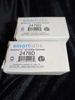 SmartLabs SwitchLinc V2 2476D Insteon Dimmer Wall Switch 600W 120V White (2)