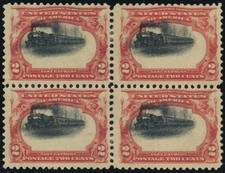 295, Mint HR 2¢ Amazing Color Shift of the Train Freak Error Block * Stuart Katz