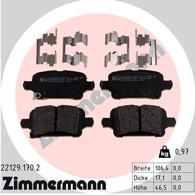 22129.170.2 Zimmermann brake pad set, disc brake for Buick (SGM), Chevrolet