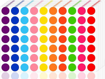 7000 Piece Dot Stickers - 3/4 Inch Color Coding Circle Labels, 10 Color Circle S