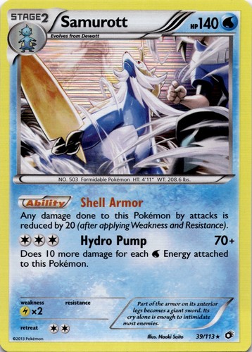 Samurott 39/113 Holo Rare Legendary Treasures Pokemon Lightly Played