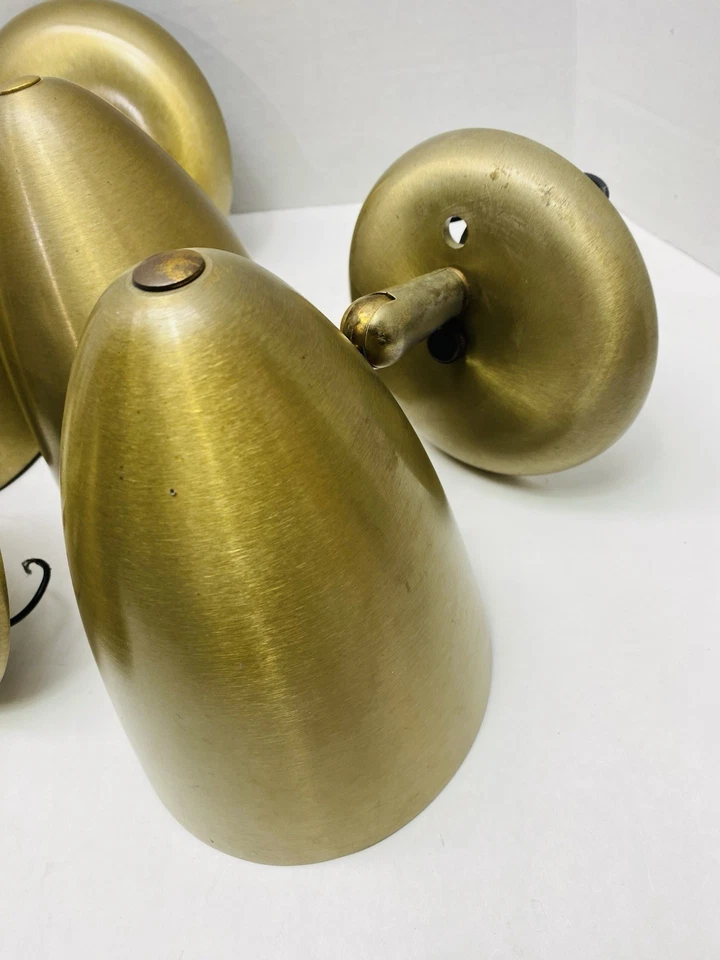 Vtg Prescolite Lot of 4 MCM Gold Tone Anodized Aluminum Bullet Cone Wall Sconce - Image 3 of 4