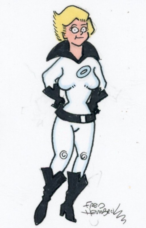 Fred Hembeck Sketch Card: Halo, 2nd outfit, Outsiders (DC Comics)