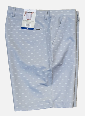 #ad $65 Men Greg Norman Shark Logo Performance Stretch Classic Golf Shorts 36 GRY 9quot; $19.90