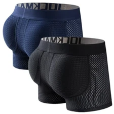 Jockmail Men Padded Underwear Mesh Boxer Buttocks Lifter Butt Push Up Underpants
