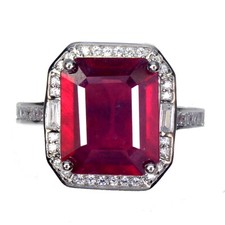 925 Sterling Silver Ring Christmas Octagon Ruby 12x10mm Gemstone Jewelry Size 9