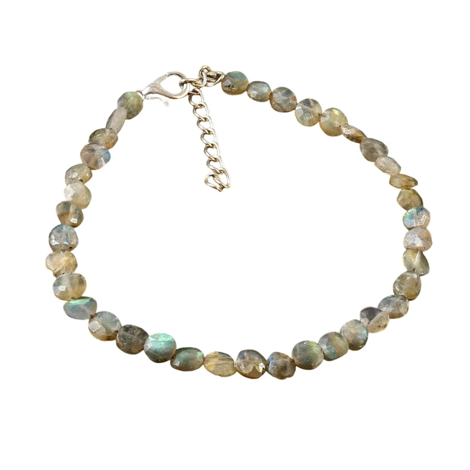 Pulsera labradorita de labradorita con cuentas de alto flash para mujer Foto 2 de 4
