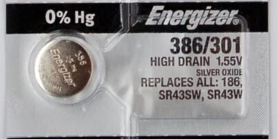 2PC Energizer 386 301 SR43SW SR43 Silver Oxide Battery 1.55V Coin ...