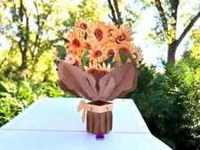 3D Pop Up Card Sunflower Floral Birthday Thank You Mother Mom Love Spring Summer
