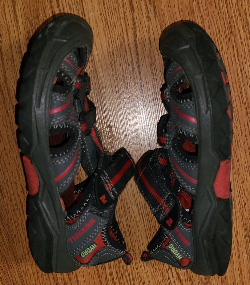 Scarpe da trekking Merrell bambini 10 sandali grigio rosso idrosport gioventù sport acquatici