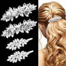 4 Count Rhinestone Bridal Hair Clip, Hair Clips, Rhinestone Jewelry Barrette ...