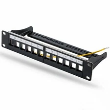 12 Port Blank Patch Panel with Ground Wire 10in. 1U Detachable Cable Manageme...