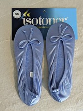 Isotoner Classic Satin Ballerina Slipper Periwinkle Small 5-6 Bridesmaid Bride