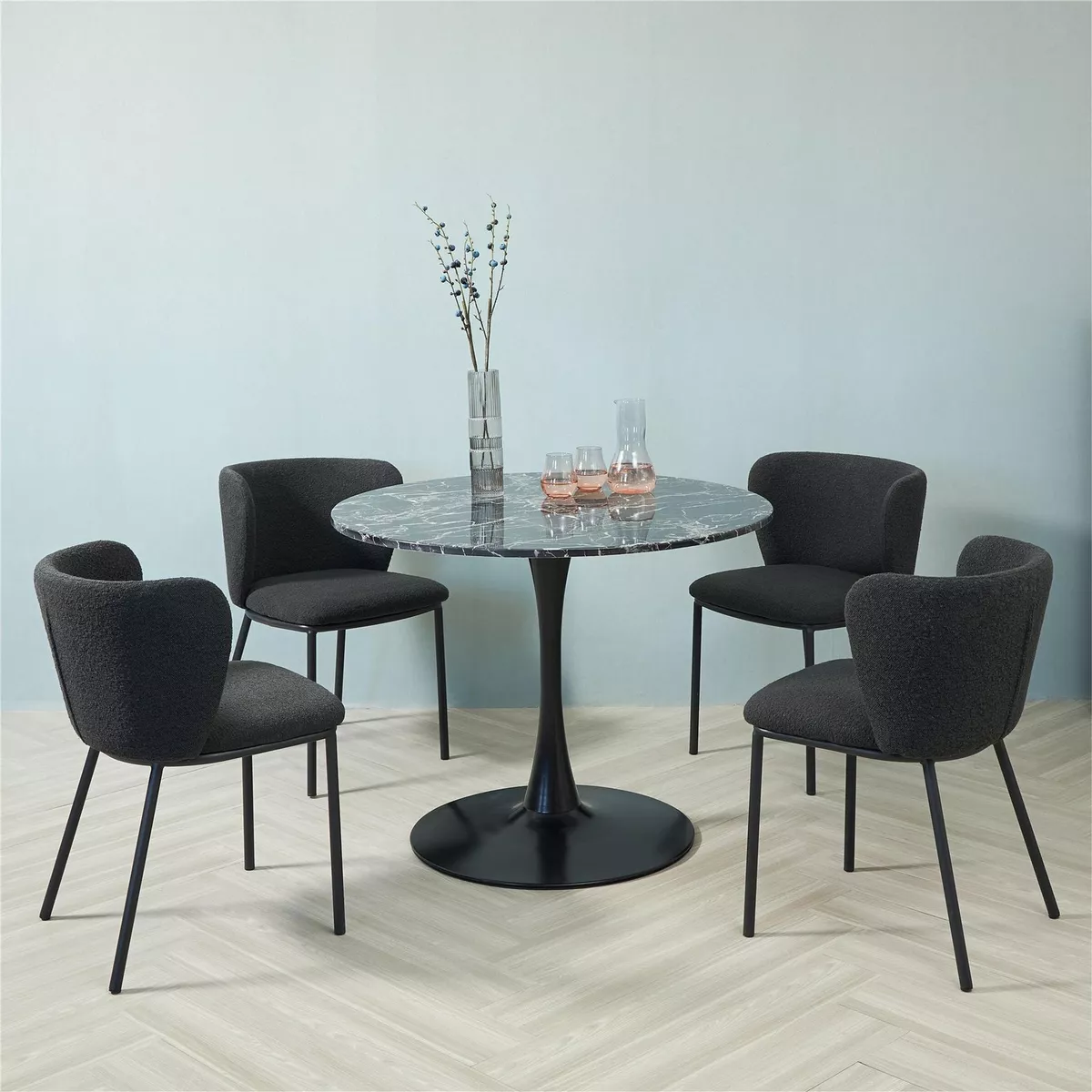 Black marble sale tulip dining table