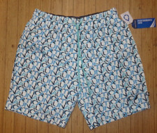 NWT MENS NAUTICA PERFORMANCE SWIM SHORTS WHITE  BLUE SZ MED