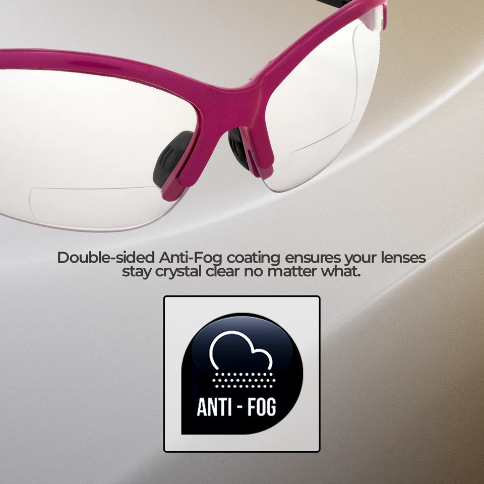 Gafas de seguridad bifocales transparentes Cougar Pink para mujer 2,5 lentes irrompibles Foto 3 de 4