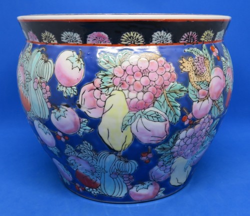Chinese Cantonese blue glaze vintage Art Deco oriental antique plant pot planter - Picture 4 of 15