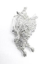 EXQUISITE Sparkle Artisanal Silver Crystals Encrusted BUTTERFLY Hair Barrette