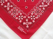Vintage Red Fast Color Cotton Bandana Biker Scarf Hanky 100 Cotton