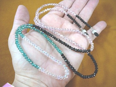 E99-8) black pink white Austrian crystal 34'' long Eyeglass leash holder necklace