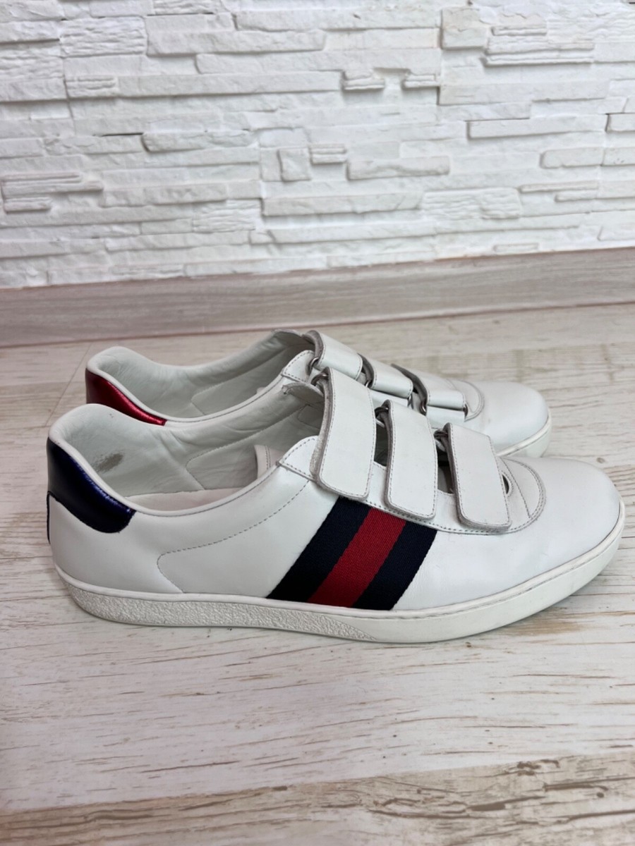Gucci Ace Grip-Strap leather sneackers 548699 us 10 | eBay