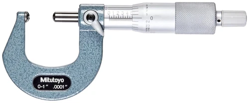 0 - 1" X .0001" Spherical Anvil and Spindle Micrometer, Ratchet, Blue