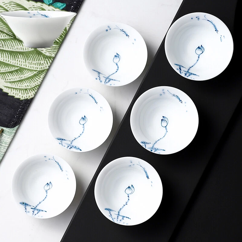 Taza de té de porcelana pintada a mano Jingdezhen artesanal taza de té chino de kungfu tazas de té Foto 3 de 4