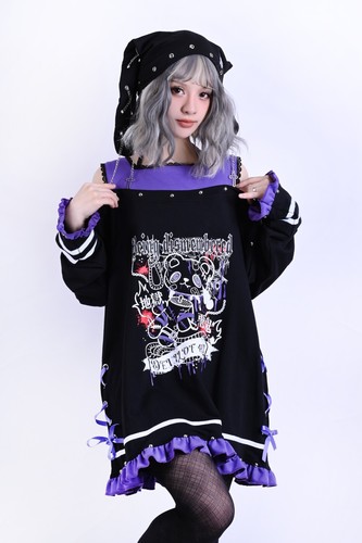 YABI punk kawaii harajuku Dullahan bear halter strap cold shoulder tee JJ2473 - Picture 9 of 11