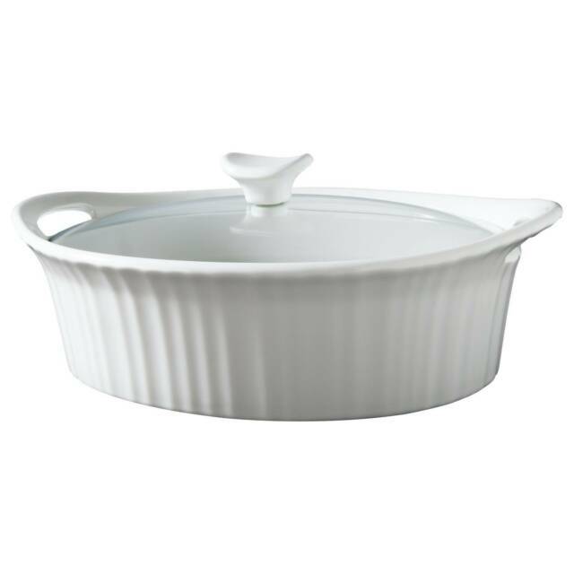 white oval casserole dish