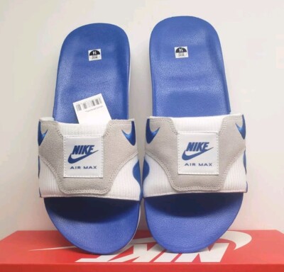 Nike Air Max 1 Slide Sandals White Royal Blue FJ4007-100 Men Size