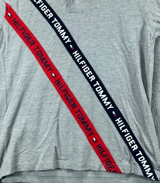 Tommy Hilfiger Boys 16 Large Sloane Polo Shirts Gray Logo Stripe Short Sleeve - Image 4 of 4