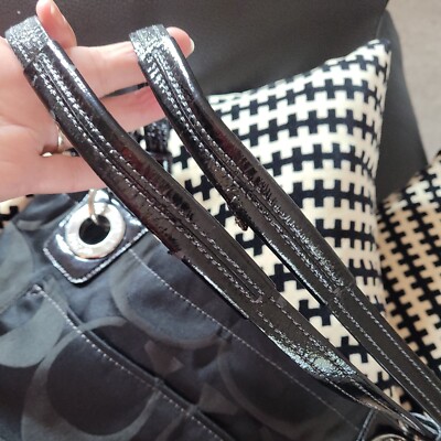 COACH H0982-14449 SHOULDER BAG TOTE PURSE SIGNATURE BLACK CANVAS