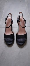 Sparkly Black Block Heel Dress Shoes Size 7 UK NEW  3 & half inch block heel