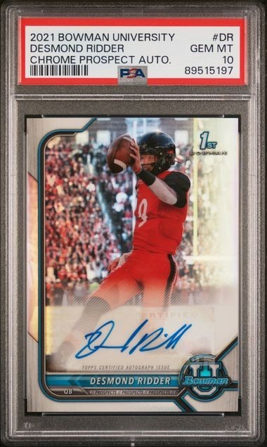 2021 Bowman University Chrome Prospect Autographs #Dr Desmond Ridder PSA 10