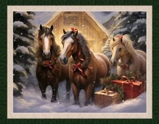 MDG -  Christmas Holiday Horses Quilting And Crafting Fabric Panel 🐎🐎