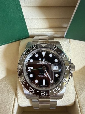 2017 Rolex GMT-Master II 116710LN Silver Oyster Bracelet with Black Bezel