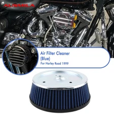 Blue Motorcycle Air Filter Cleaner Intake Element For Harley Road 1999 Dyna