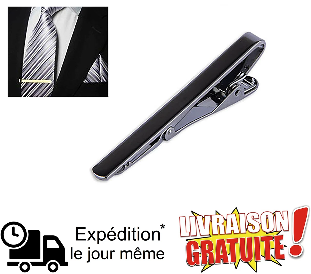 Pince à Cravate Vintage 1960 – Métal Doré Et Nacre, Vieux Stock Neuf